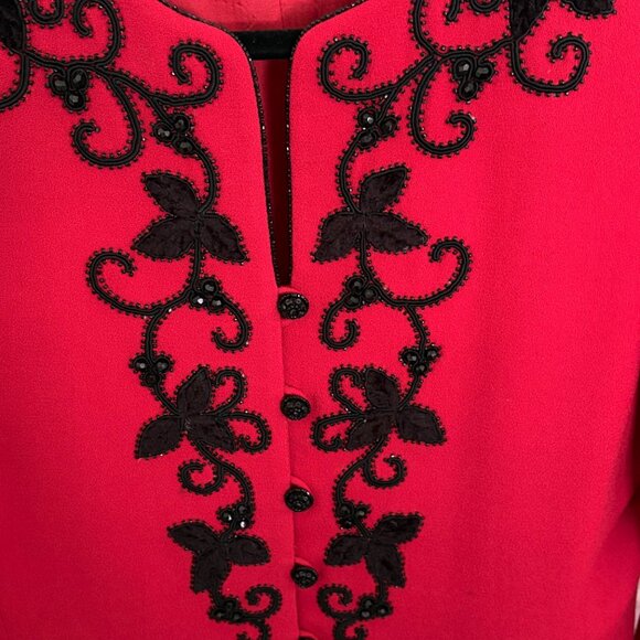 Albert Nipon Evening Red Embellished Jacket – Size 6 - FREE SHIPPING! - Picture 2 of 7